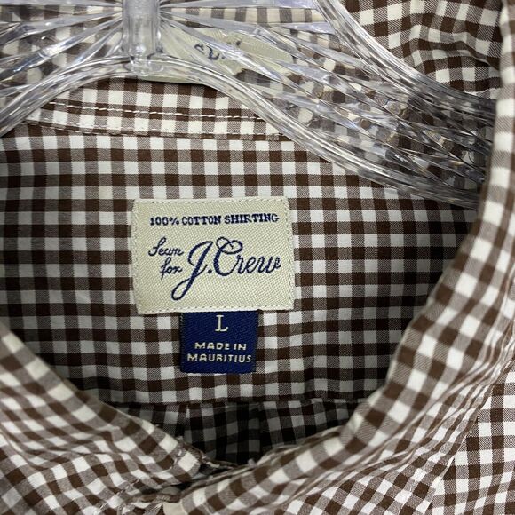 J Crew Shirt Mens Large Brown Check Plaid Button Down Slim‎ Lightweight Cotton - Picture 2 of 10